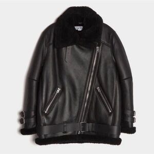 NEW! Acne Studio Black Velocite Lamb Shearling Leather Jacket Size 36
